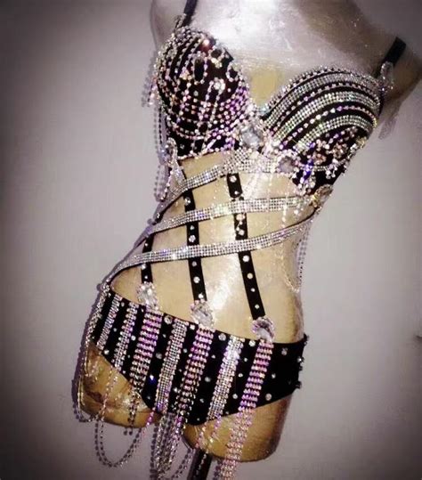 Bling Crystals Ab Rhinestones Chains Womens Sexy Costumesarty Outfit