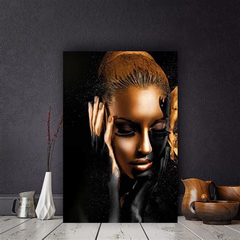 Siyah altın çıplak sanat kadın tuval resim posterleri duvar resim ev