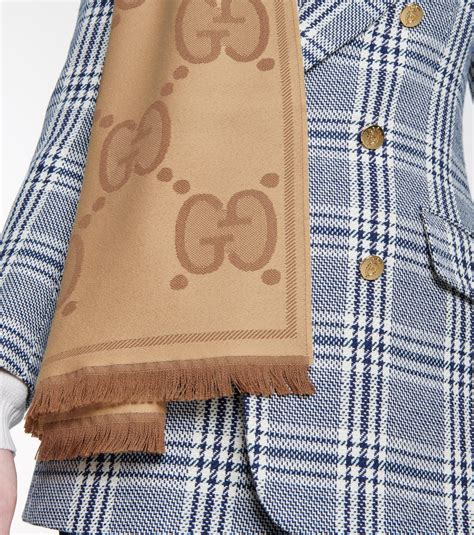 Gucci Gg Wool Jacquard Scarf In Beige Natural Lyst