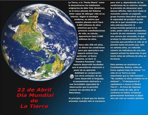 Este día de la madre tierra, coincidiendo con el súper año de la biodiversidad, se centra en el papel de la diversidad biológica como indicador de la salud de la los cambios en la biodiversidad afectan al funcionamiento de los ecosistemas y pueden ocasionar alteraciones importantes de los bienes y. Imágenes del Día de la Tierra con frases alusivas para ...