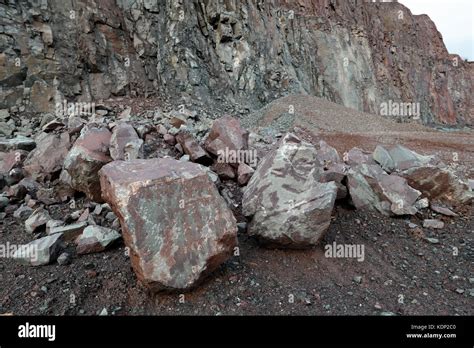 View Into A Quarry Mine For Porphyry Rocks Factory Stock Photo Alamy