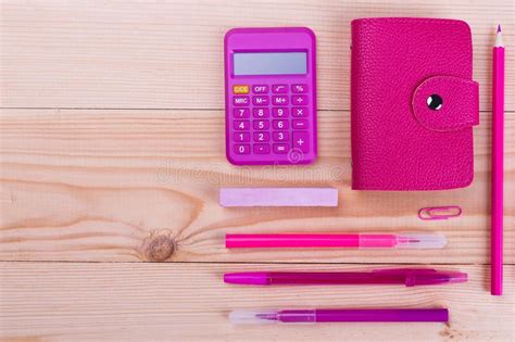 Stationery In Pink Color Stock Image Image Of Elementary 115205277
