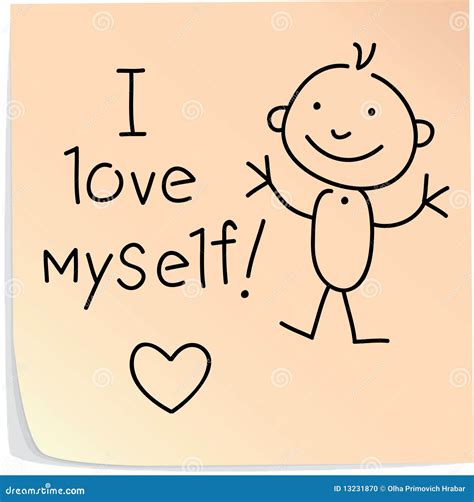 Post It With Words I Love Myself Stock Vector Illustration Of Message