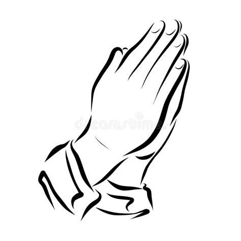 Hands Folded In Prayer Christian Symbols Stock Illustration