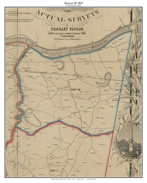 District 10 Loudoun County Virginia 1854 Old Town Map Custom Print