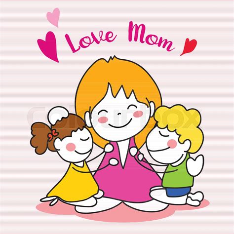 Hand Drawing Cartoon Happy Mothers Day Stock Vector Colourbox