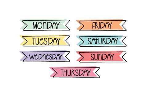 Days Of The Week Planner Stickers Svg Cut File By Creative Fabrica