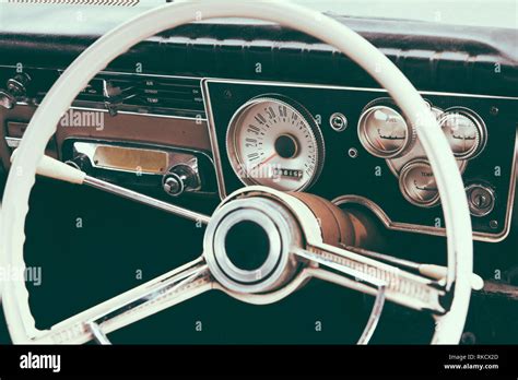 Vintage Car Dashboard And Steering Wheel Stock Photo Alamy