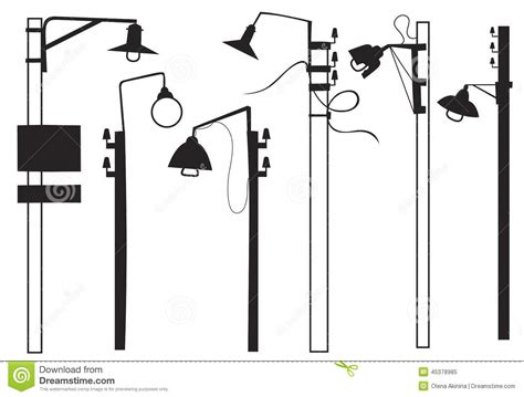 Retro Street Lamp Set Stock Vector Illustration Of City 45378985