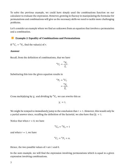 Lesson Properties Of Combinations Nagwa