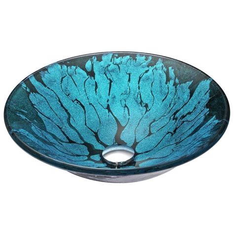 Anzzi Key Series Deco Glass Vessel Sink In Lustrous Blue And Black Ls