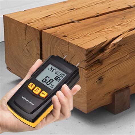 Wood Moisture Meter Humidity Temperature Tester Timber Bamboo Paper