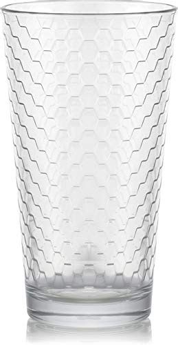 Circleware Paragon Honeycomb 12 Piece Glassware Set Highball Drinking Glasses And Whiskey Cups