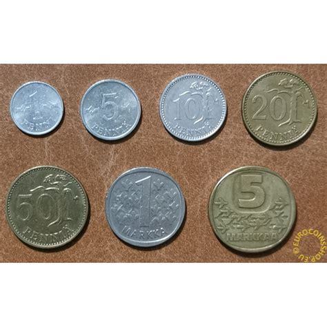 Eurocoin Eurocoins Finland Set Of 7 Coins 1977 1988 Unc