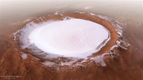 ESAs Mars Express Orbiter Spots Water Ice Filled Crater Planetary Science Space Exploration