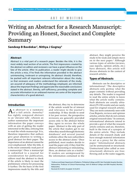 A Good Abstract For A Research Paper How To Make Your Abstract More