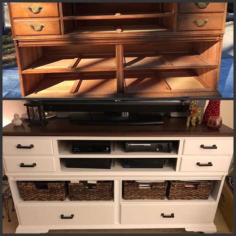 So i made this diy tv stand from a dresser we already had. Old Dresser Turned Into Modern TV Stand | Dresser tv stand, Diy tv stand, Quality living room ...