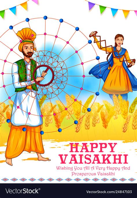 Happy Vaisakhi Punjabi Spring Harvest Festival Of Vector Image