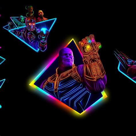 2248x2248 Avengers Infinity War 80s Neon Style Art 2248x2248 Resolution