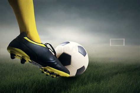 Foot Kicking Soccer Ball Isolated Stock Image Image Of Isolated