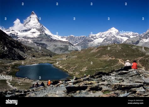 Switzerland Europe Matterhorn Riffelsee Lake Riffel Near Zermatt Canton