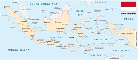 Mapa De Indonesia Con La Bandera Ilustración Del Vector Ilustración