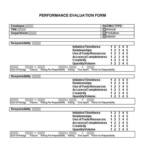Free 6 Sample Performance Evaluation Forms In Pdf Ms Word