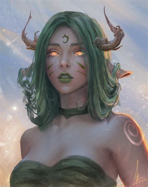 Beautiful Monster Girl Original Fantasy Character Digital Drawing By Trung Bui Art Fantasy