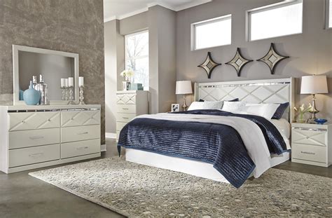 A silver paint finish and classic details set the right tone, while thoughtful design touches and storage pieces that are both beautiful and functional. Signature Design by Ashley Dreamur King Bedroom Group ...