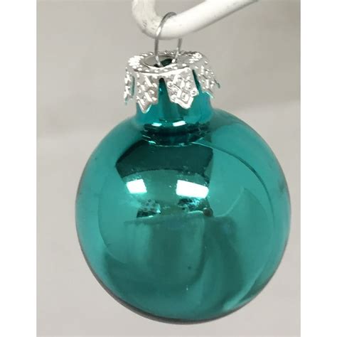 Shiny Turquoise Glass Ball Christmas Ornament Decorations Set Of 6 275