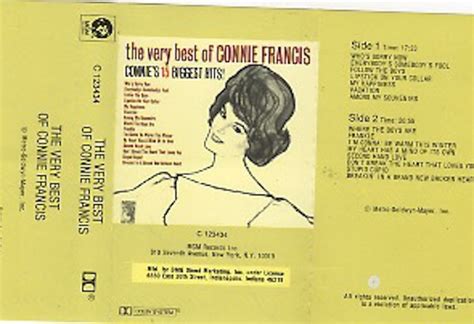 The Very Best Of Connie Francis Connies 15 Biggest Hits By Connie Francis Tape Mgm