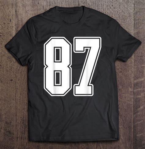 87 White Outline Number 87 Sports Fan Jersey Style