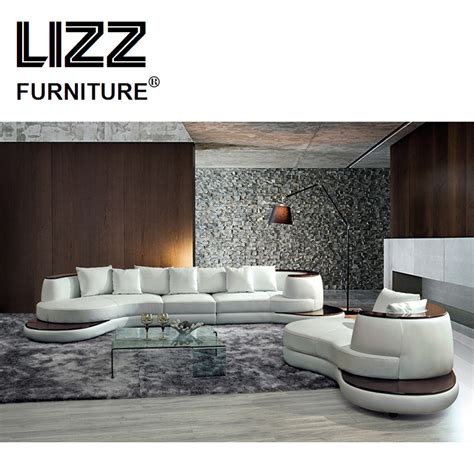 Leather Furniture Arc C Shape Sectional Sofa Set For Living Room Modern