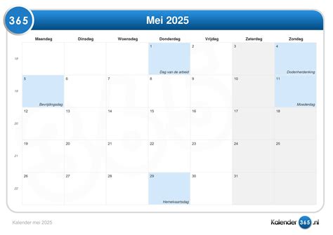 Kalender Mei 2025