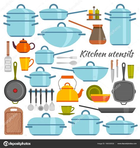 Kitchen Utensils Flat Icons Set Stock Illustration By ©klerik78 164330530