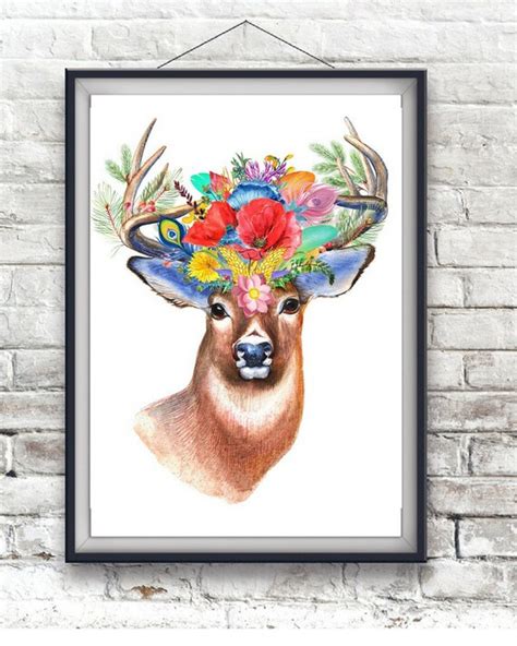 Art Printable Deer Etsy