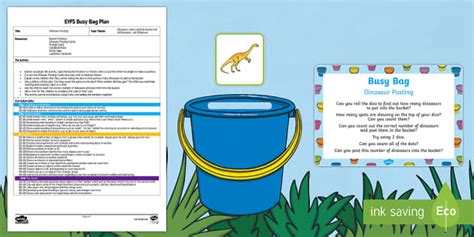 Eyfs Dinosaur Posting Busy Bag Plan And Resource Pack