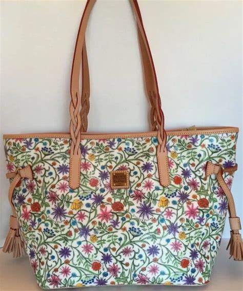 Dooney And Bourke Bailey Sketched Floral Shopper Multicolor And Leather