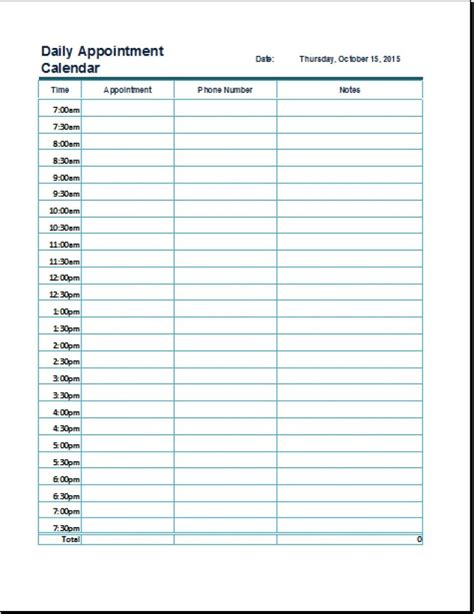 Daily Appointment Calendar Printable Free Printable Online Calendar