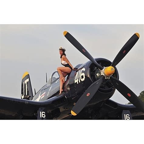 Buy S Style Navy Pin Up Girl Sitting On A Vintage Corsair Fighter Plane Poster Print X