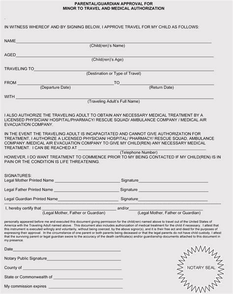 Free Medical Consent Forms For Minor Child Word Pdf
