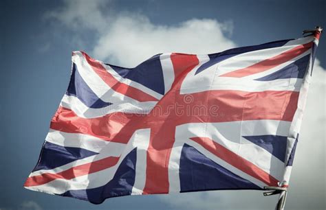 British Union Jack Flag Blowing In The Wind Stock Image Image Of