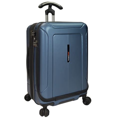 traveler s choice barcelona polycarbonate spinner and packing cubes luggage set blue carry on 22