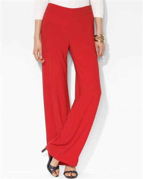 Lauren By Ralph Lauren Wide Leg Dress Pants In Red Cherry Red Lyst