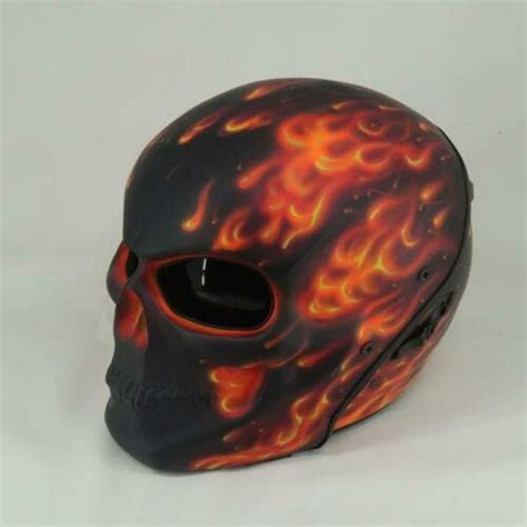 Skull Helmet Motorcycle Fire Skull Helmet For Bikers Dot Etsy