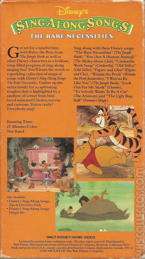 Disney S Sing Along Songs The Bare Necessities Vhscollector Com
