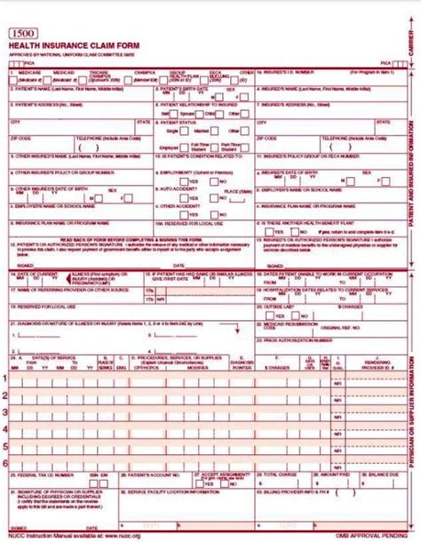 Health Insurance Claim Form 1500 Printable Get Health Claim Form 1500