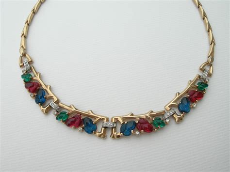 Crown Trifari Fruit Salad Gold Tone Necklace 1948 From Jjtucson