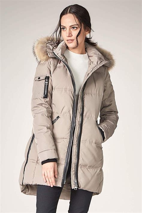 escalier women s long down coat with real fur hooded jakcet winter parka beige 2xl grey winter