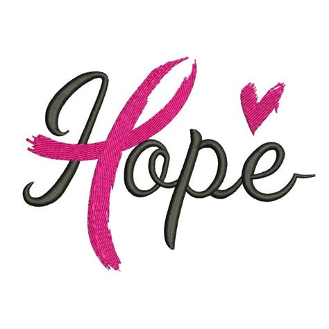 Hope Breast Cancer Ribbon Embroidery Design Instant Download Etsy